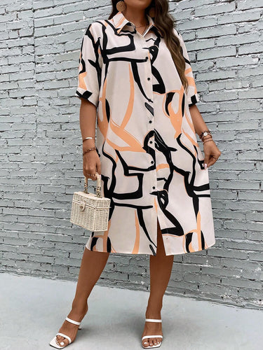 My Western Plus Allover Print Button Front Shirt Dress My Western